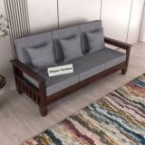 Wopno Furniture Pure Sheesham Wooden 3 Seater Sofa For Living Room And Office Fabric 3 Seater Sofa