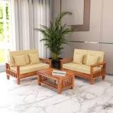 Wopno Furniture Pure Sheesham Wooden 4 Seater Sofa For Living Room And Home & Office Fabric 2 + 2 Sofa Set