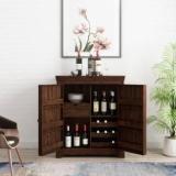 Wopno Furniture Pure Sheesham Wooden Bar Cabinet|Rack Hard And Soft Drinks Storage Solid Wood Bar Cabinet