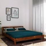 Wopno Furniture Solid Sheesham Wooden Platform Queen Size Bed Without Storage For Bedroom Solid Wood Queen Bed