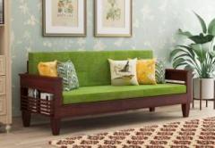 Worldwood 3 Seater Sheesham Wood Stretching Sofa for Living Room Furniture 3 Seater Double Solid Wood Fold Out Sofa Cum Bed