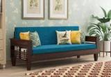 Worldwood 3 Seater Sofa Wooden Solid Sheesham Wood Sofa Set With Cushions 3 Seater Double Solid Wood Fold Out Sofa Cum Bed