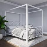 Worldwood 4 Poster Canopy Bed With Crisscross Headboard And Footboard Metal Queen Bed