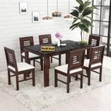 Worldwood Marble Finish RoseWood Solid Wood 6 Seater Dining Set