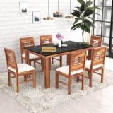 Worldwood Premium Dining Room Furniture Wooden Dining Table With 6 Chairs Solid Wood 6 Seater Dining Set