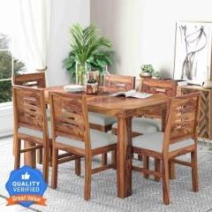 Worldwood Sheesham Wood 6 seater dining set with chairs For Room/Home/Hotel Solid Wood 6 Seater Dining Set