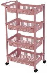 3d Metro Super Store 4 Layer Plastic Rack With Caster Wheel Multipurpose Kitchen Storage Organizer PP Collapsible Wardrobe