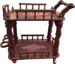 Aarsun Sheesham Wood Solid Wood Bar Trolley