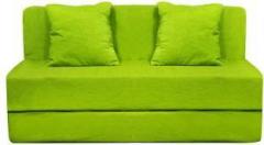 Aart Store High Density Foam Sofa Cums Bed Furniture Two Seater 4x6 Feet with Two Cushion Green Single Sofa Bed