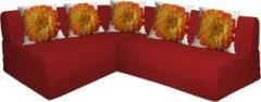 Aart Store L Shape Four Seater Sofa Cums Bed With Five Cushion Perfect For Guest Red Color Double Sofa Bed