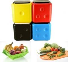 Action Ware Dice Stool WITH 3 IN 1 VEG & FRUIT BASKET By Sarangware Stool