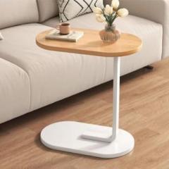 Ada Handicraft Premium Wood Beside Table, Contemporary C Shaped Teapoy Table Metal Frame Modern Solid Wood Coffee Table