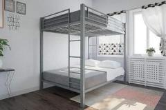 Adorn Mart Full Over Full Bunk Bed, Metal Frame with Ladder Metal Bunk Bed