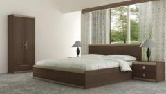 Akshni Engineered Wood Bed + Side Table + Wardrobe