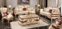 Alishaank LABROS LUXURY PREMIUM TEAKWOOD 6 SEATER SOFA SET WITH PREMIUM SILK Fabric 3 + 2 + 1 Sofa Set