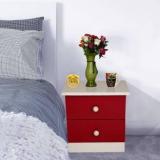 Allie Wood Bedside Pre Assembled Red And White Cabinet With 2 Drawers Engineered Wood Bedside Table