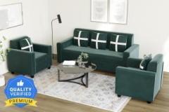 Allie Wood Fabric 3 + 1 + 1 Sofa Set