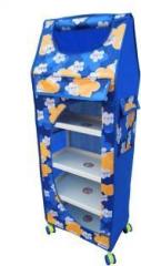 Amakart Multipurpose 5 Shelve Foldable Almirah/Toy Box PP Collapsible Wardrobe