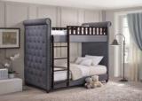 Aprodz Cindy Upholstered Bunk Bed For Bedroom Fabric Bunk Bed