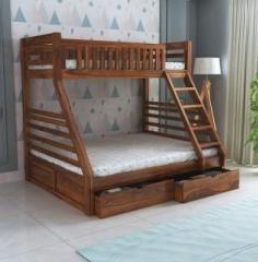 Aprodz Wonderland Queen/Twin Sheesham Wood Bunk Bed With 2 Drawer Storage For Bedroom Solid Wood Bunk Bed