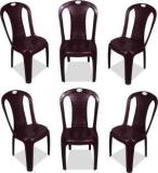 Arlavya Armless ChAir for Office, Home, Garden, Set of 6, Color Brown Plastic Outdoor Chair