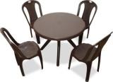 Arlavya Premium Round Shape Dining Table Set for Home Garden Cafeteria Plastic 4 Seater Dining Set