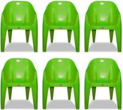 Arlavya Sofa Arm Chair for Office, Home, Garden, Color Green, Set of 6 Plastic Outdoor Chair