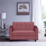 Arra Remo Fabric Tufted Back Two Seater Sofa Pink Fabric 2 Seater Sofa