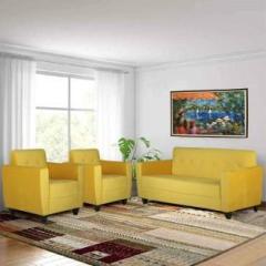 Arra Remo Velvet Fabric Tufted Back 5 Seater Sofa Yellow Color Fabric 3 + 1 + 1 Sofa Set