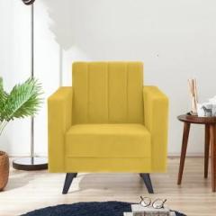 Arra Rome Tufted Back One Seater Sofa Yellow Fabric 1 Seater Sofa