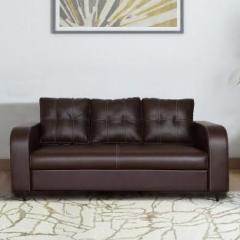 Arra Tanaka Fully Upholstered Three Seater Cushion Back Sofa Leatherette 3 Seater Sofa