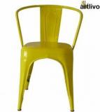 Artlivo Yellow French Style Bistro Arm Chair Metal Living Room Chair