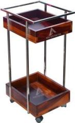 Ashutosh Crafting Bar 2 Tier Shelf Wooden Metal Bar Trolley