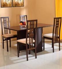 @Home Gypsy Four Seater Dining Set in Walnut Finish