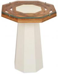 @home Malibu Side Table in White & Walnut Colour