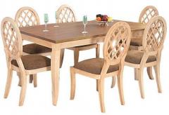 @home Miraya Six Seater Dining Set in Brown Glaze Colour