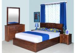 @home Monalisa King Size Bedroom Set in Walnut & Caramel Colour