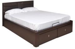 @home Triumph King Bed with Hydraulic Storage in Dark Brown Colour