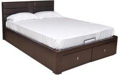 @home Triumph Queen Bed with Hydraulic Storage in Dark Walnut Colour