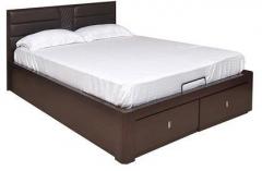 @home Triumph Queen Bed with Storage in Dark Walnut Colour