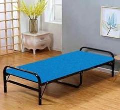 Auxiliary Folding Bed for Sleeping with Mattress Top| Space saving| Noise Free Metal Single Bed