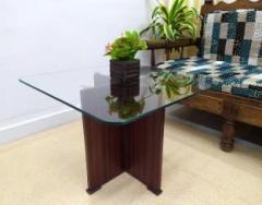 Avrian Center/Sofa/Living Room Table Size W 24 x L 24 x H 17 Inch, Color Rosewood Glass Coffee Table