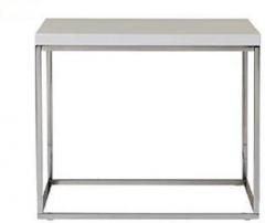 Baron Homes White Gloss and Chrome Side Table, End Table Solid Wood End Table