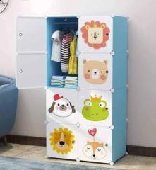 Bazku 8 Door 8 Shelf Plastic Kids Collapsible Cupboard PC Collapsible Wardrobe