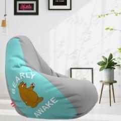 Beannie XL Bearly Awake Light Grey Peach Teardrop Bean Bag With Bean Filling