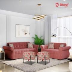 Bharat Lifestyle Alina sofa with 2 puffy Fabric 3 + 2 + 1 + 1 Sofa Set