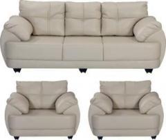 Bharat Lifestyle Austin Leatherette 3 + 1 + 1 Cream Sofa Set