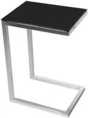 Black Square Engineered Wood Bedside Table