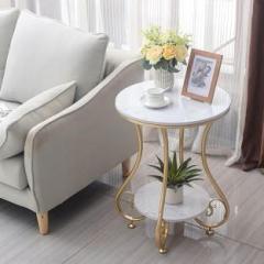 Bloo Mart Iron Golden Two Tier Round Coffee Table Side Table Metal End Table Metal Side Table