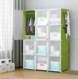 Bucketlist 12 Door Portable Bedroom Cloth/Toy Storage Plastic /Modular Cabinet Storage PP Collapsible Wardrobe